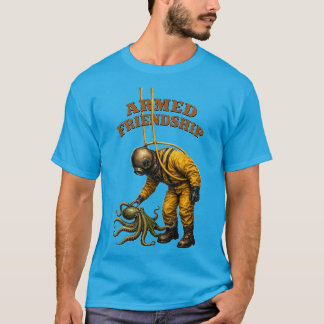 Camiseta Capacete de mergulhador vintage acariciando um gra