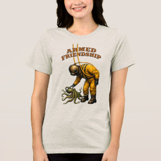 Camiseta Capacete de mergulhador vintage acariciando um gra