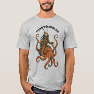 Camiseta Capacete de mergulhador vintage andando em um polv