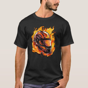 Camiseta Capacete de motocicleta legal Fire e Flames para b