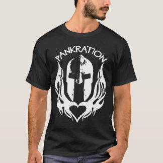 Camiseta Capacete de Pankration Spartan com Chamas Cardíaca