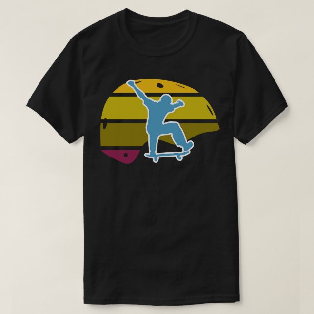 Camiseta Capacete de skate retrô colorido com Kickflip 5 (Frente do Design)