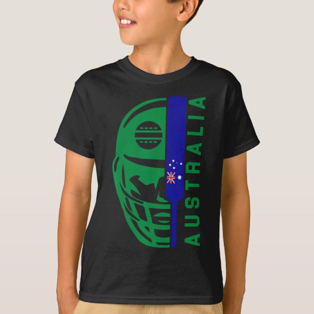 Camiseta Capacete de torcedor Cricket Austrália Ll e T Desi (Frente)