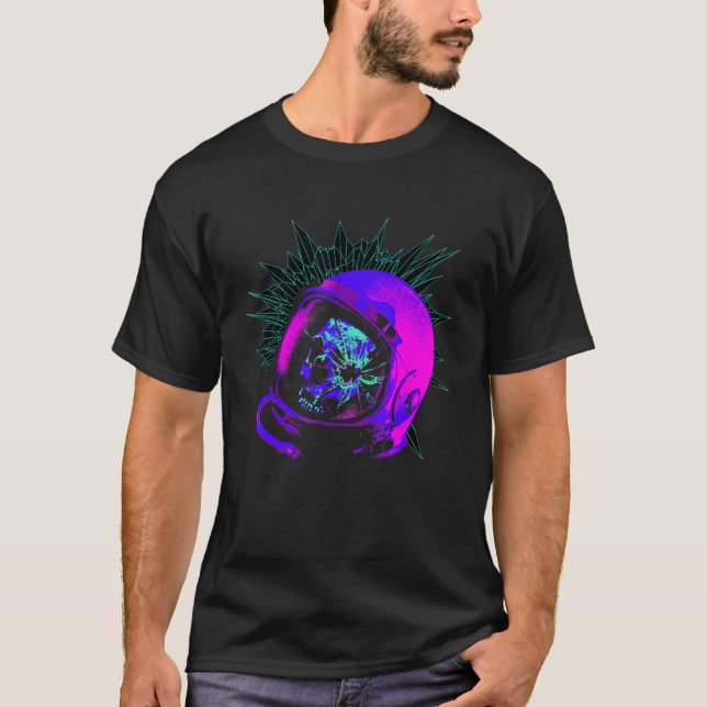 Camiseta Capacete Espacial do Astronauta Vaporwave com S Cr (Frente)