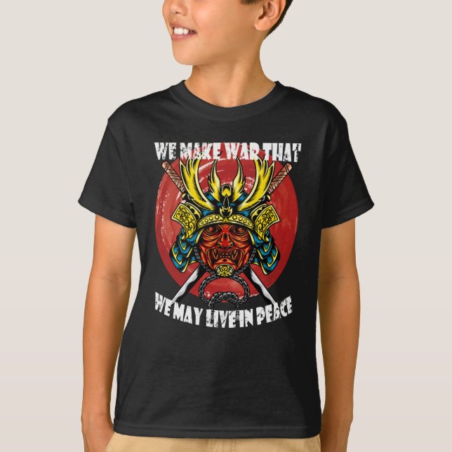 Camiseta Capacete Samurai Retro - Citação de Samurai Sobre  (Frente)