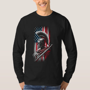 Camiseta Capacete Spartan Warrior Patriótico Americano