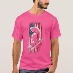 Camiseta Capacete Spartan Warrior Patriótico Americano
