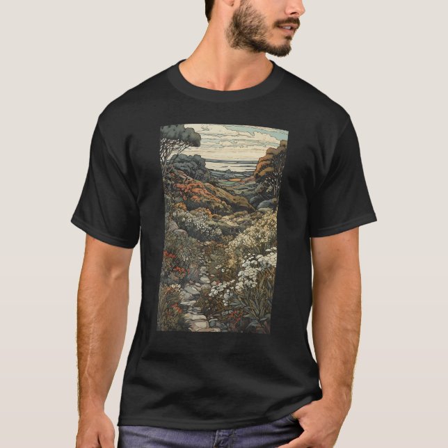 Camiseta Cape Cod Landscape Japonês Ukiyo-e Woodblock Prin (Frente)