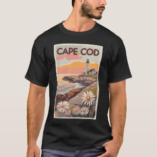 Camiseta Cape Cod Massachusetts Arte de Viagem Pintura Retr