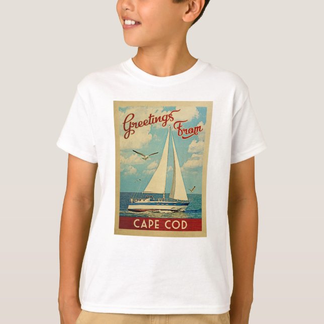 Camiseta Cape Cod Sailboat Viagens vintage Massachusetts (Frente)