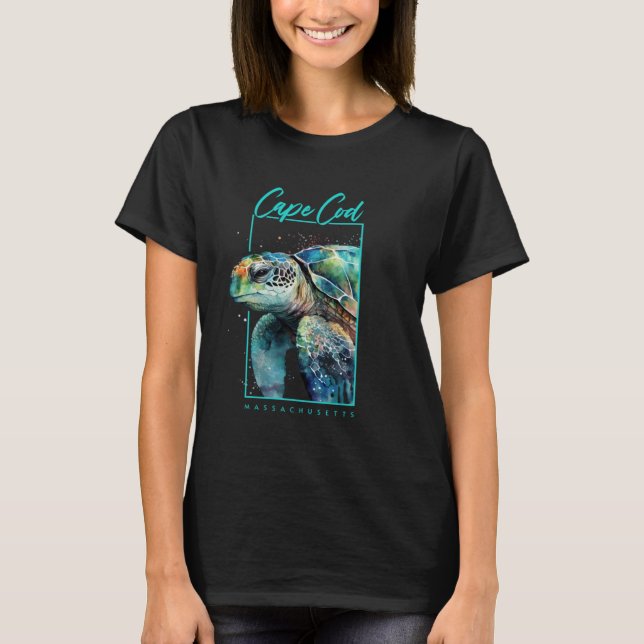 Camiseta Cape Cod Souvenir Massachusetts Sea Turtle Portrai (Frente)