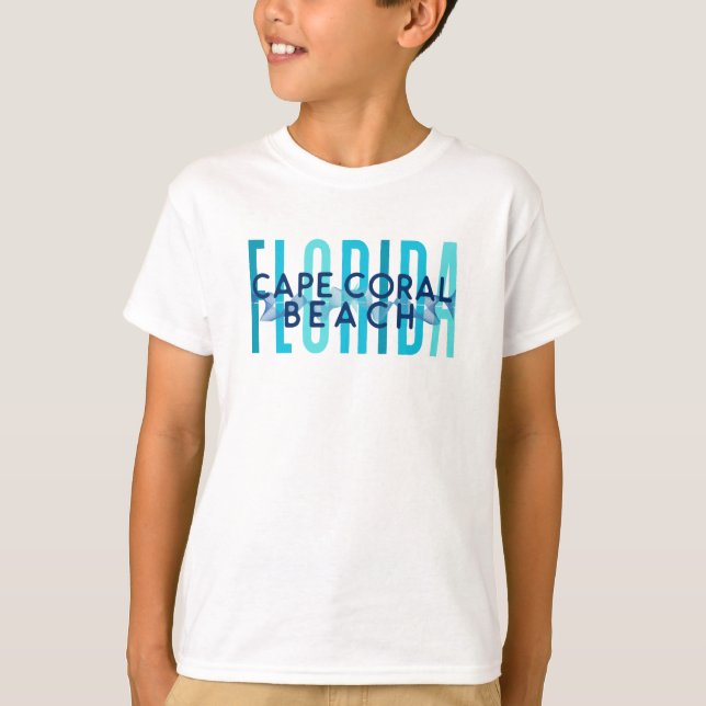 Camiseta Cape Coral Beach Florida (Ondas do Oceano) (Frente)
