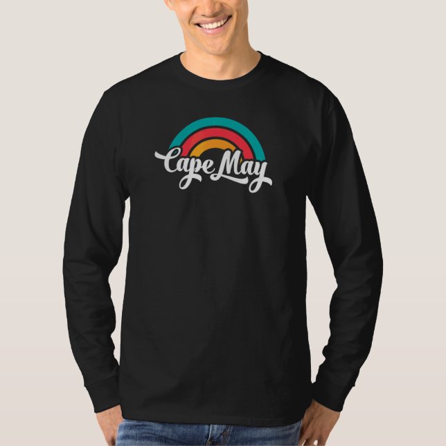 Camiseta CAPE MAY NJ Roteiro Retro Com Arco-íris 10 (Frente)