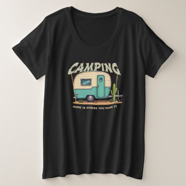 Camiseta Câper de Vintage e Cotação de Camping (Frente do Design)
