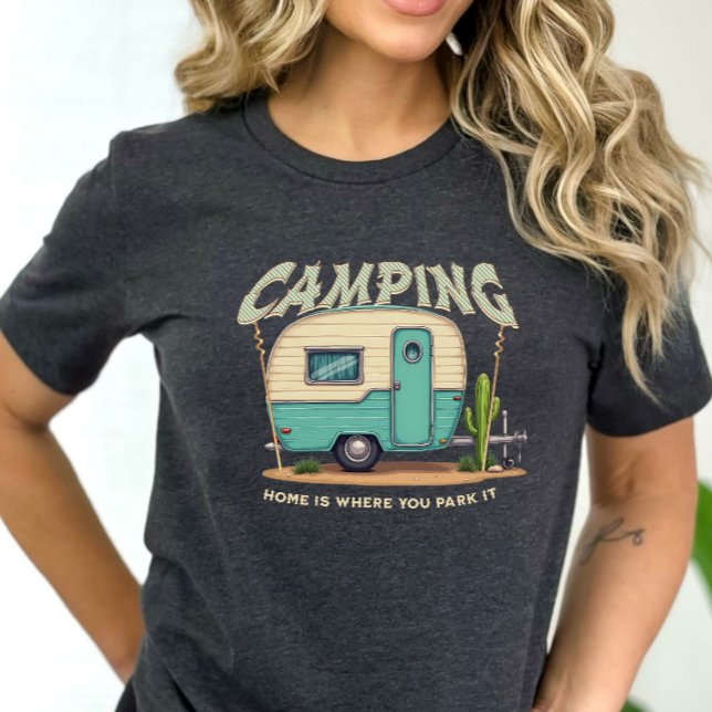 Camiseta Câper de Vintage e Cotação de Camping (Criador carregado)