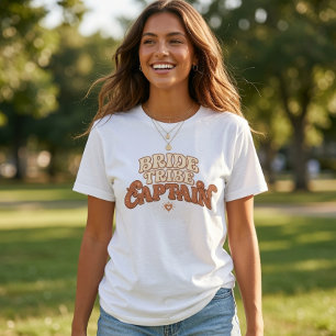 Camiseta Capitã da Tribo da Noiva Retro Festa de Despedid