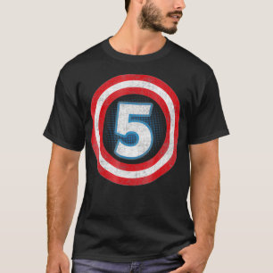 Camiseta Capitão 5 Anos Antigo 5 de Aniversário do Super 