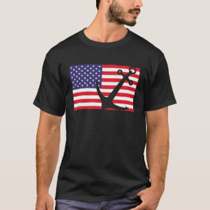 Camiseta Capitão Anchor Navegando na América Flag Maritime 