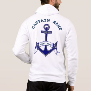 Camiseta Capitão Âncora Personalizado Zip Branco Azul-Azul