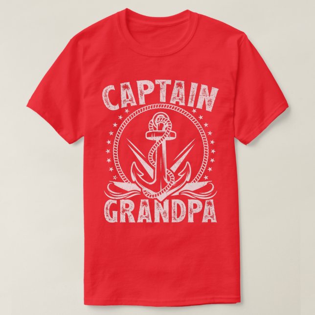 Camiseta Capitão Avô Pontoon Boat Lake Sailor Pescar B (Frente do Design)