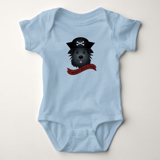 Camiseta Capitão Cachorro Negro -  de roupa de bebê Jersey (Frente)