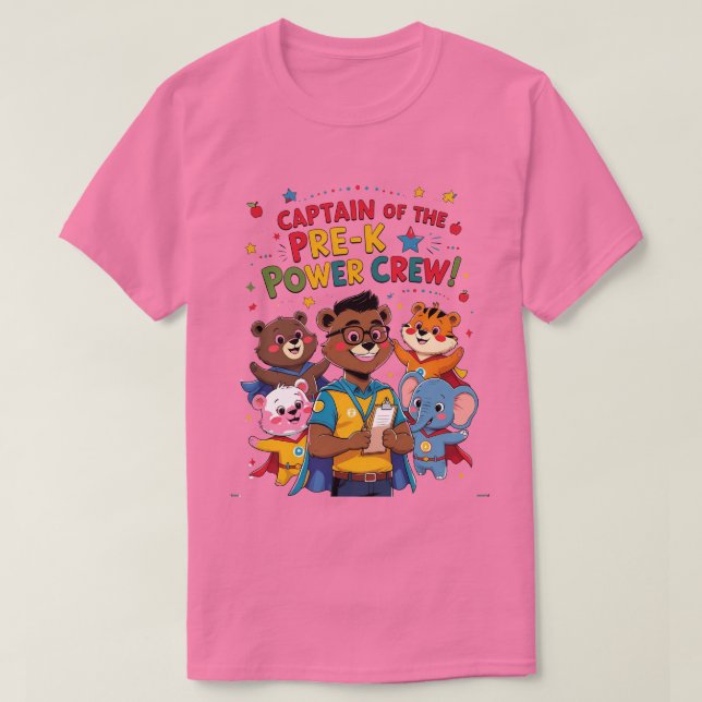 Camiseta Capitão da Equipe de Poder Pré-Escolar (Frente do Design)