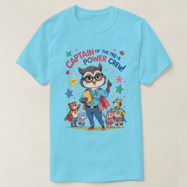 Camiseta Capitão da Equipe de Poder Pré-Escolar (Frente do Design)
