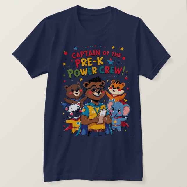 Camiseta Capitão da Equipe de Poder Pré-Escolar (Frente do Design)