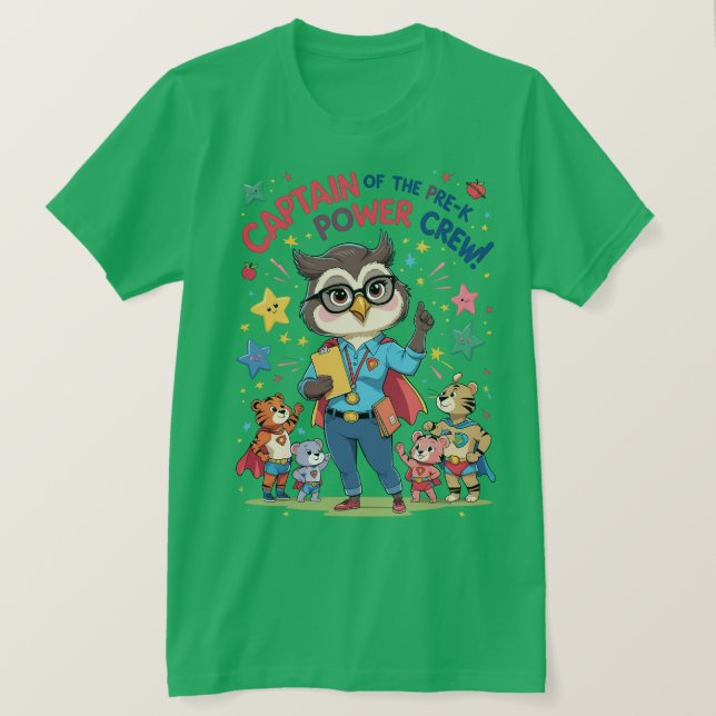 Camiseta Capitão da Equipe de Poder Pré-Escolar (Frente do Design)