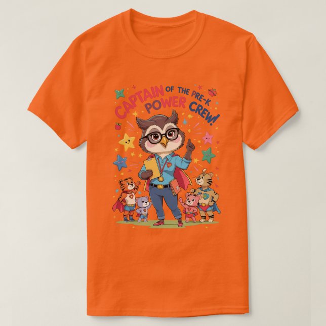 Camiseta Capitão da Equipe de Poder Pré-Escolar (Frente do Design)