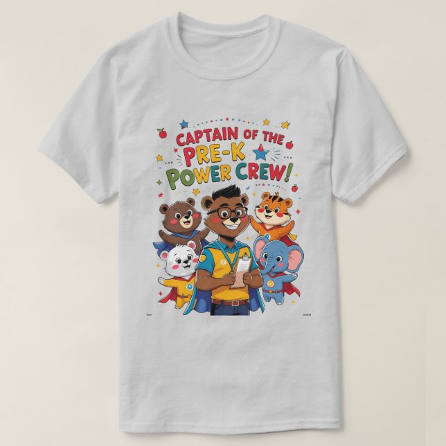 Camiseta Capitão da Equipe de Poder Pré-Escolar (Frente do Design)