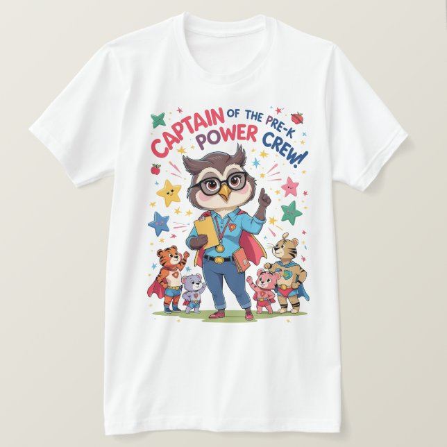Camiseta Capitão da Equipe de Poder Pré-Escolar (Frente do Design)