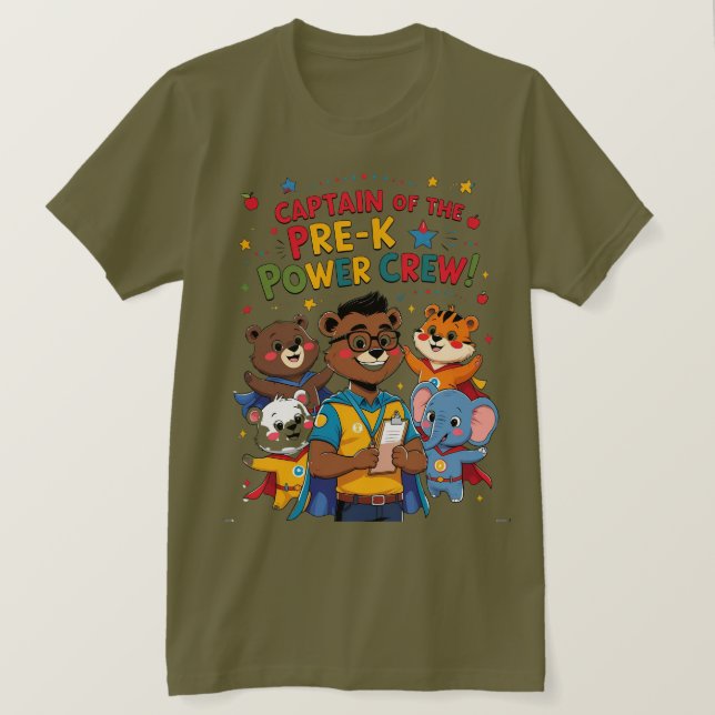 Camiseta Capitão da Equipe de Poder Pré-Escolar (Frente do Design)