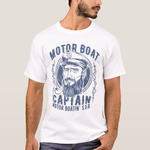 Camiseta Capitão de Barco a Motor Engraçado Barco a Motor P