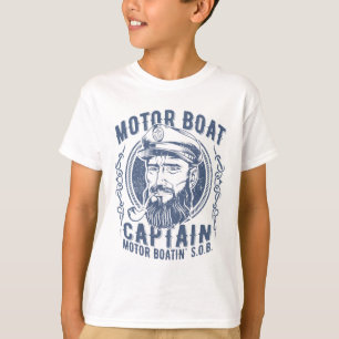 Camiseta Capitão de Barco a Motor Engraçado Barco Pontão Ba