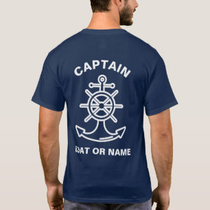 Camiseta Capitão de Barco Azul Marinho Náutico Anchor