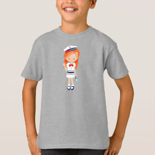 Camiseta Capitão de Barco, Capitão, Garota Bonita, Cabelo L