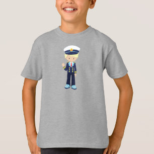 Camiseta Capitão de Barco, Capitão, Garoto Bonito, Cabelo L