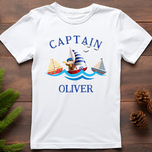 Camiseta Capitão de Barco Náutico de Crianças Personalizado