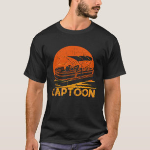 Camiseta Capitão de Barcos de Pontoon Retro Sunset