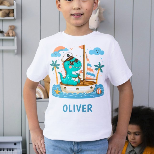 Camiseta Capitão de Navio à Vela Trex Fofo (Criador carregado)