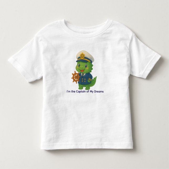 Camiseta Capitão de Navio Fofo Dinossauro – Trabalhos de Di (Frente)