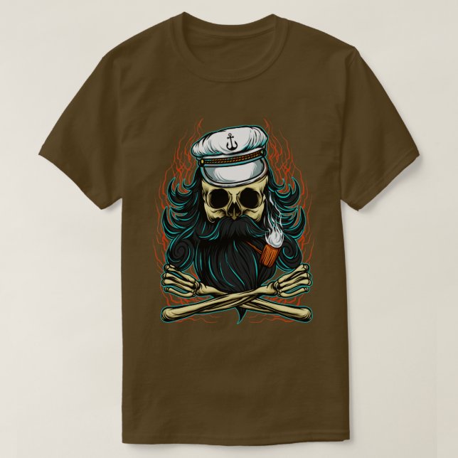 Camiseta Capitão de Pirata do Crânio (Frente do Design)