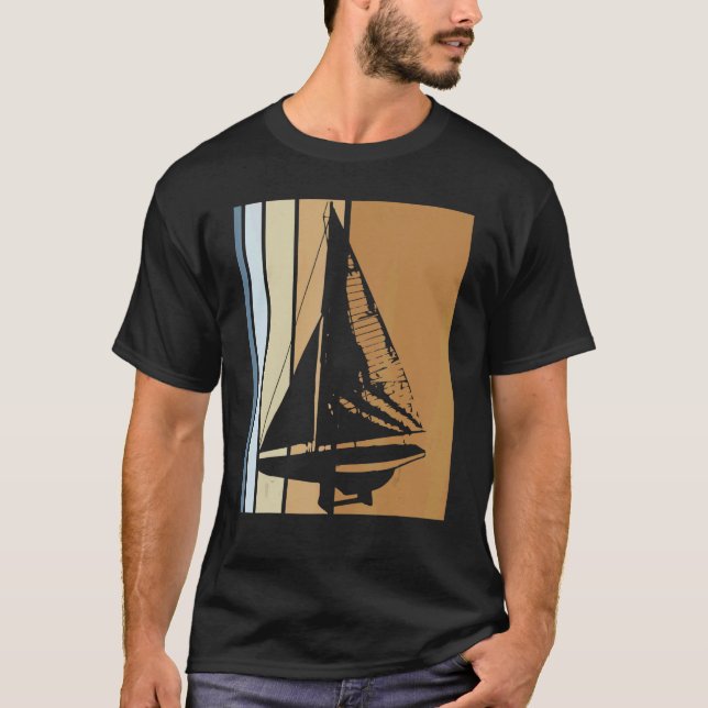 Camiseta Capitão de veleiro retrô Navio Catamarã Iate Vela  (Frente)
