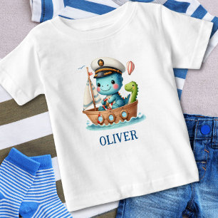 Camiseta Capitão de veleiro Trex fofo Personalizado