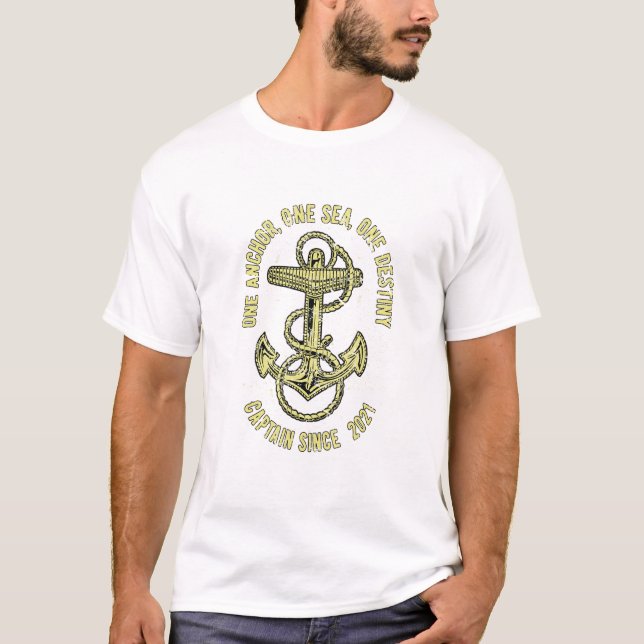 Camiseta Capitão Desde 2021 Lago de Licença de Barcos Despo (Frente)