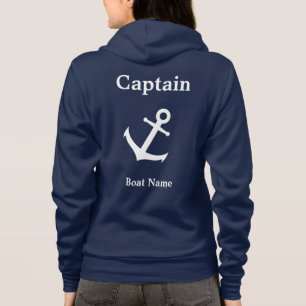 Camiseta Capitão e Nome do Barco Azul e Branco Náutico