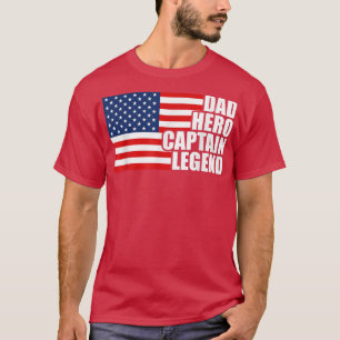 Camiseta Capitão Herói do pai legenda Boat EUA Flag 4º