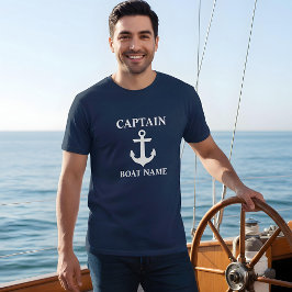 Camiseta Capitão Náutico Nome do Barco Anchor Azul
