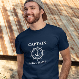 Camiseta Capitão Náutico Nome do Barco Ângulo Corpo Helm